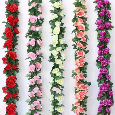 1pcs Silk Artificial Rose Vine Hanging Flowers Rattan for Wa