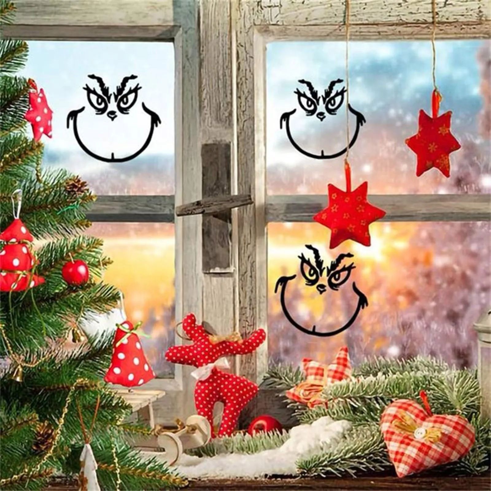 20pcs Grinch-Stickers Grinch-Christmas Decorations Face Deca