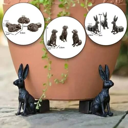 3Pcs Flower Pot Feet Stand Animal Shape Cat Dog Rabbit Plant