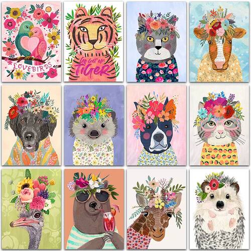 5D DIY Diamond Painting Kit Paint animal dog cat tiger rabbi