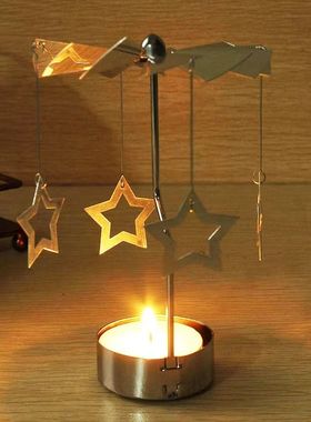 Silver Xmas Rotating Rotary Spinning Carrousel Tea Light Can