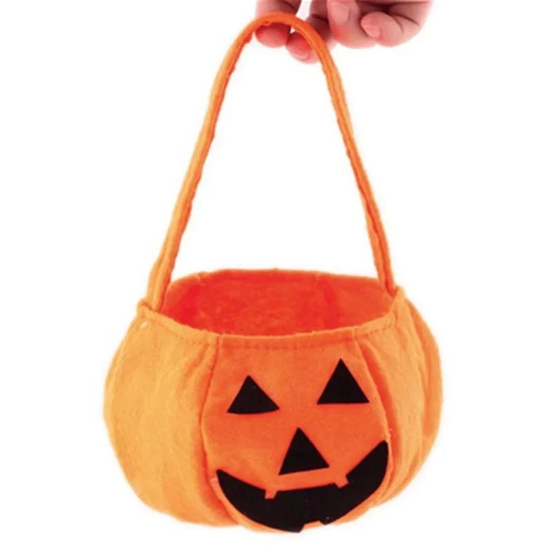 Halloween Pumpkin Bucket Portable Candy Basket Trick or Trea