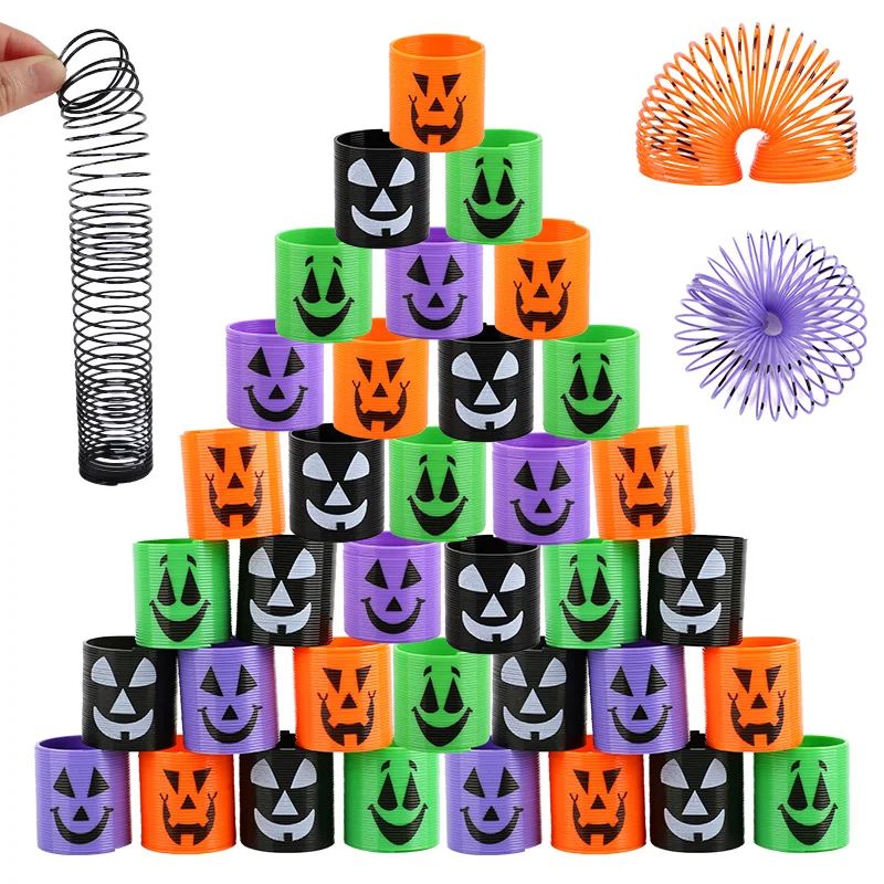 12/24pcs Halloween Theme Coil Springs Toys Kids Halloween Pa