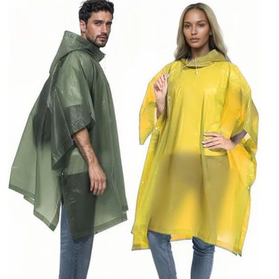Reusable Raincoat with Drawstring Hood Waterproof Thicken Po