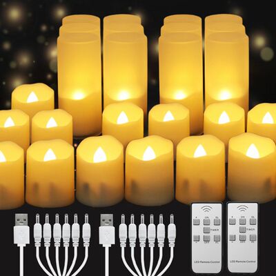Rechargeable Flameless Votive Candles with Timer Remote Flic