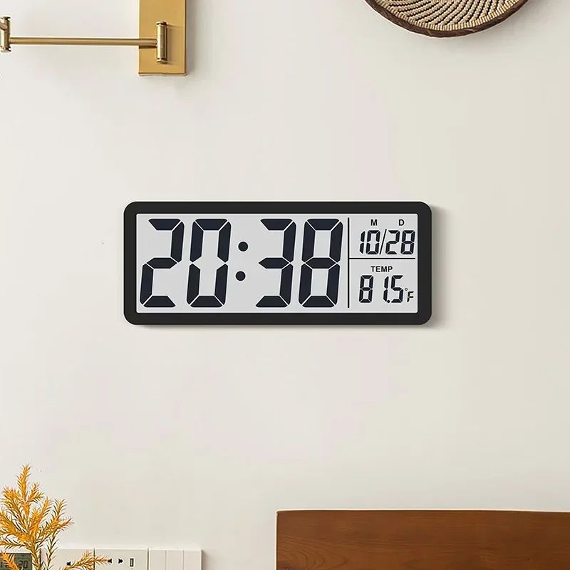 Digital Wall Clock Electronic Wall Mounted LCD Disply Clocks
