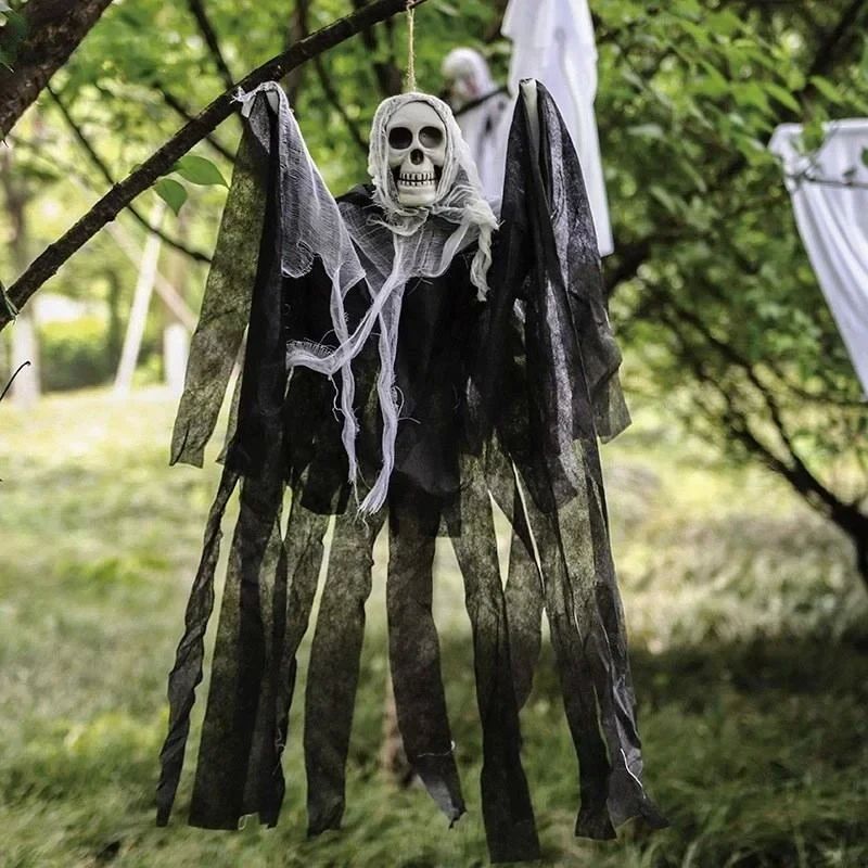 1-3PCS Halloween Hanging Ghost Decorations Skull Scary Gauze