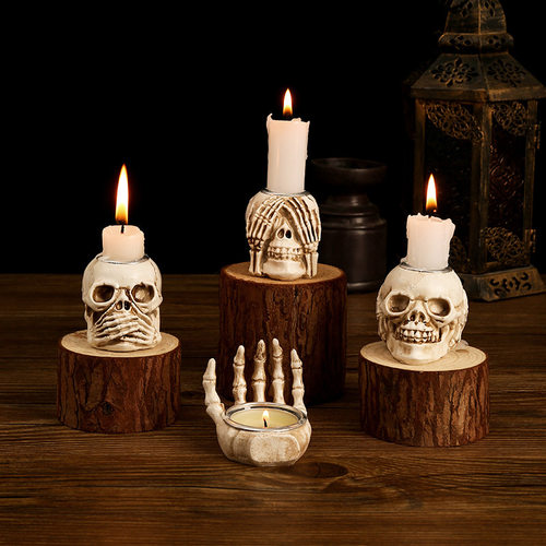 Halloween Skeleton Candlestick Ghost Festival Horror Decorat