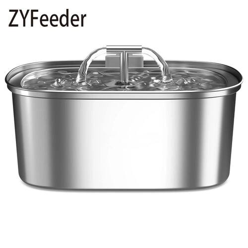 3.2L/108oz Automatic Cat Water Fountain Stainless Steel Squa