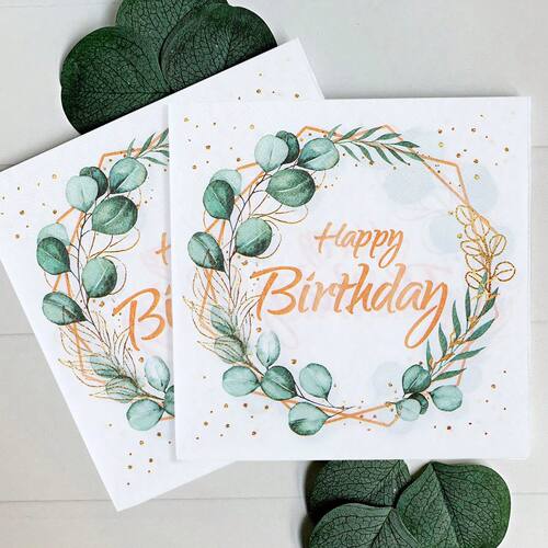 20Pcs Eucalyptus Leaf Green Paper Napkin Gender Reveal Natur