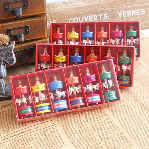 Christmas Wooden Carousel Horse Miniature Ornaments Christma