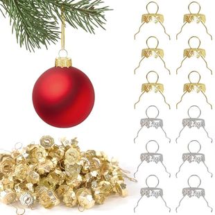 50Pcs Christmas Themed Metal Ornament Caps With Hangers Gold