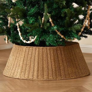 Tree Skirt Collar Rustic Inch Christmas Wicker Woven