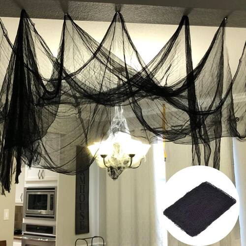Black Halloween Gauze 72X186 Cm Creepy Cloth Black Netting S