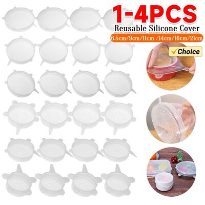 1-5Pcs Stretch Silicone Lids Heat Resistant Reusable Food Wr