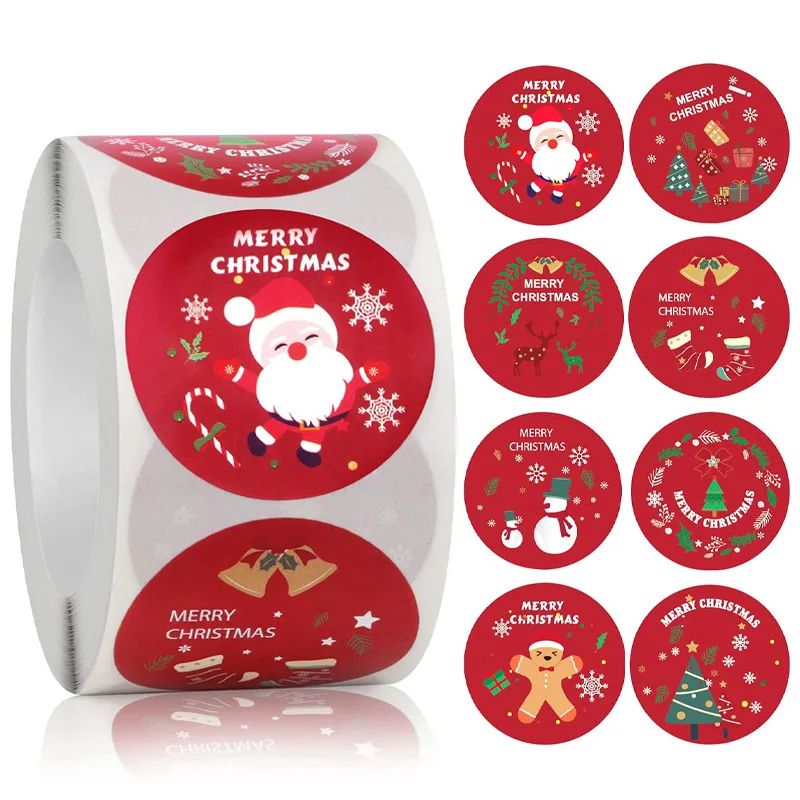 50-500PC Merry Christmas Sticker Christmas Theme Seal Labels