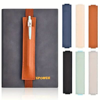1/2pcs Leather Elastic Band Pen Holder, Pen Pouch For Planne