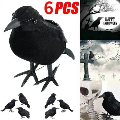 Realistic Artificial Crows Party Ornament Halloween Decorati