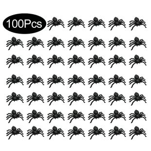 Black Spi Halloween Luminous Plastic Small 100pcs Spiders