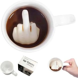 Ceramic Cup Mug Personalized Funn Middle White Finger