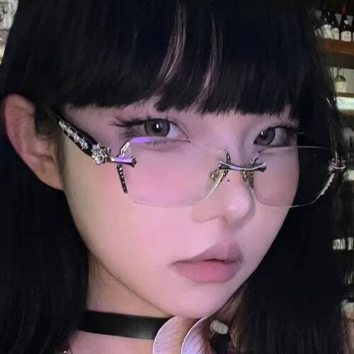 FashionVintage Frameless Cut Edge Glasses Anti Eyestrain Met