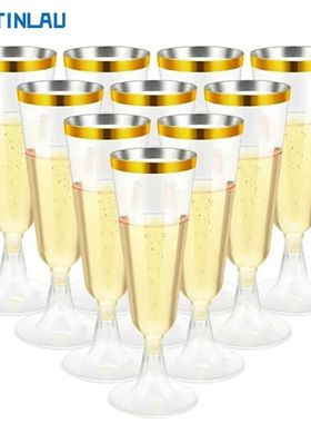 25/50/100pcs Disposable Cups Clear Plastic Champagne Flutes