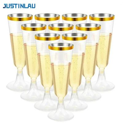 25/50/100pcs Disposable Cups Clear Plastic Champagne Flutes