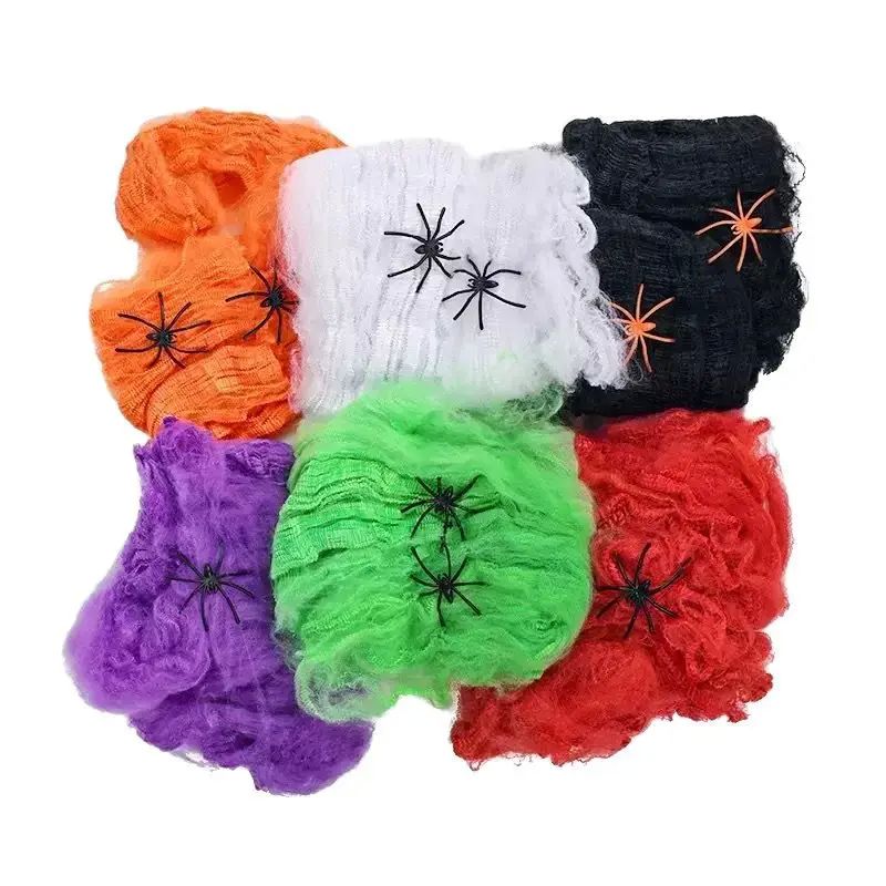 Halloween Scary Party Scene Props White Stretchy Cobweb Spid