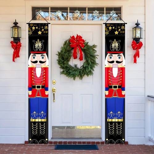 Christmas Nutcracker Banner Decorations Outdoor Solider Chri