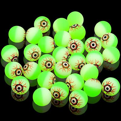 10pcs Glow in The Dark Eyeball 32MM Bouncy Ball Halloween Su
