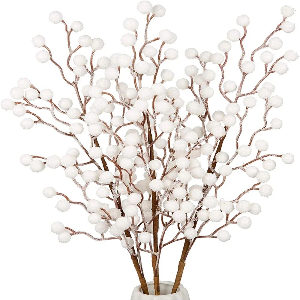 58cm Artificial White Berry Bouquet Christmas Berry Branches
