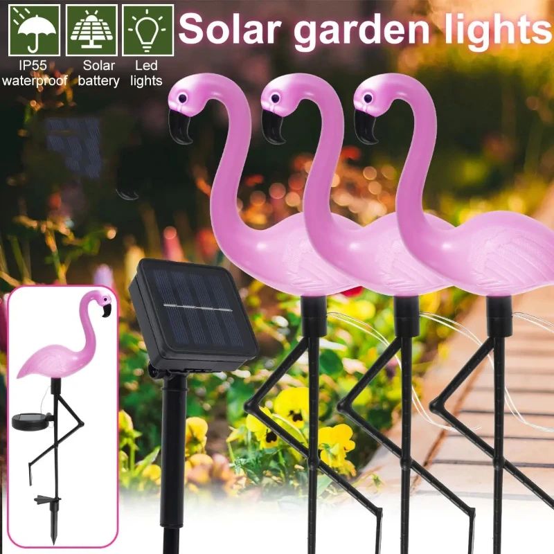 1/3PCS Flamingo Solar Light IP65 Waterproof LED Stake Light