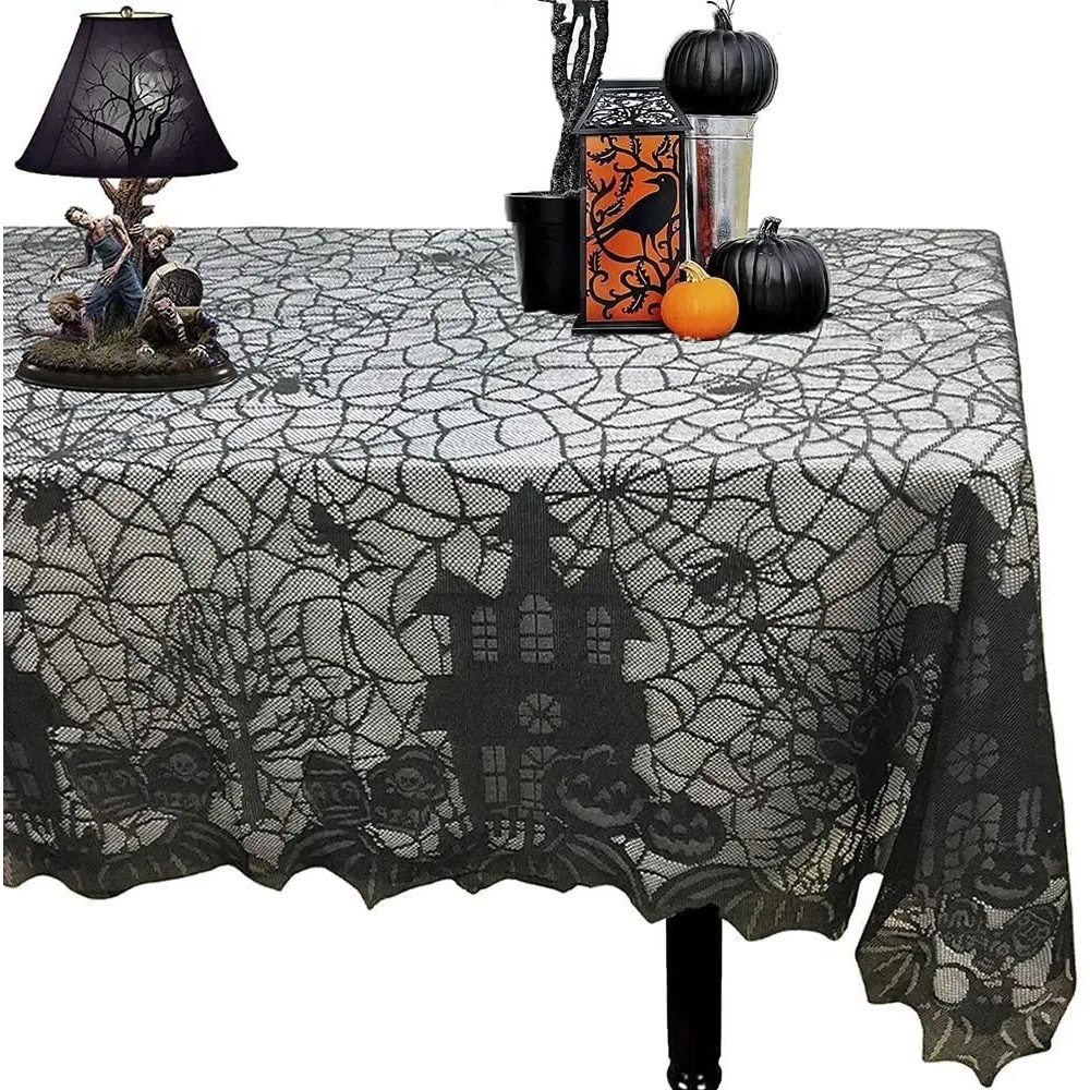 1 pcs of Halloween lace tablecloth spider web skull pattern
