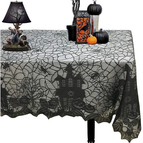 1 pcs of Halloween lace tablecloth spider web skull pattern