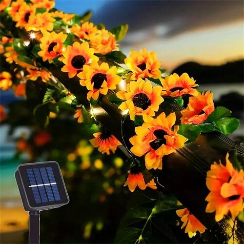 2/5/10M Solar Sunflower String Light Outdoor Waterproof Arti