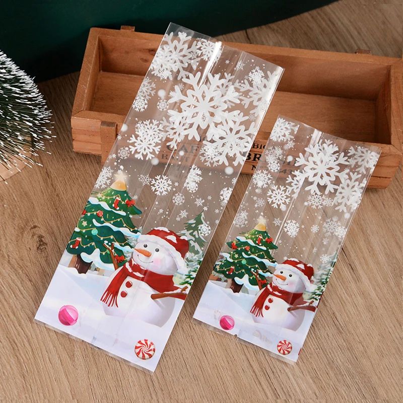 25/50pcs Snowman Cookie Baking Packaging Bags Candy Snack Gi