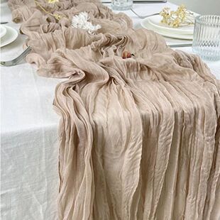 Semi-Sheer Gauze Table Runner Sage Cheesecloth Table Setting