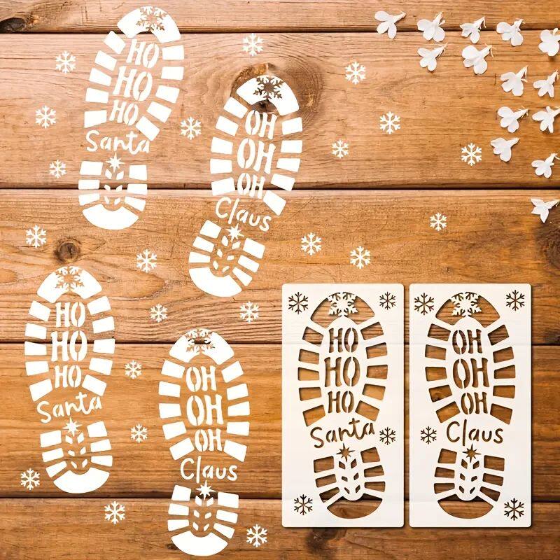 2pcs Large Santa Claus Footprint Templates - Reusable Christ