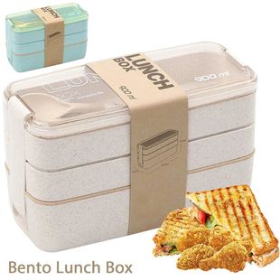 900ml Bento Box for Kids 3 Stackable Lunch Box Leak-proof Po