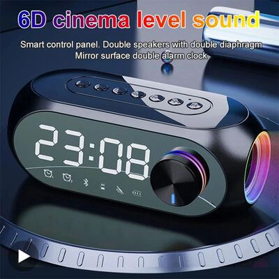 Alarm Clock Radio FM Bluetooth Speaker Portable Subwoofer Ca