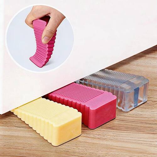 Silicone Door Stopper Wedge Safety Door Stop Block Wall Prot