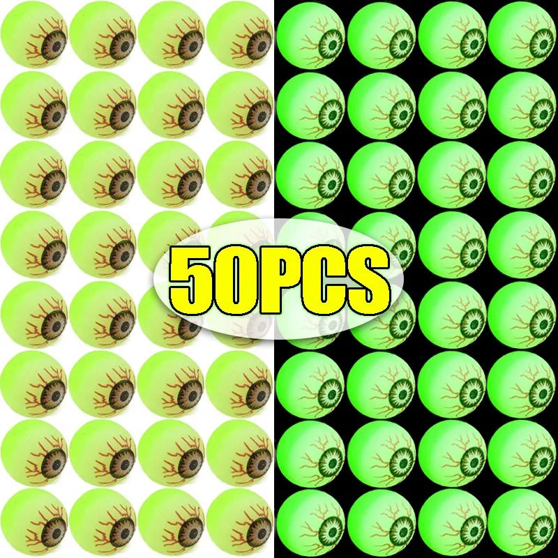 50/5Pcs Halloween Eyeball Decoration Glow in The Dark Bouncy