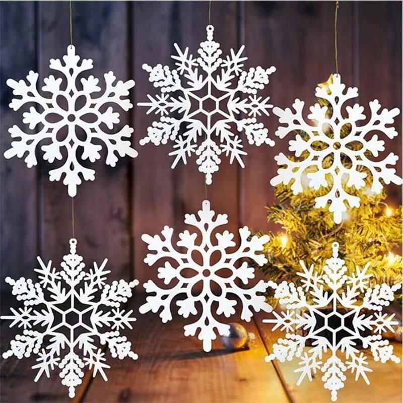 12Pcs Paper Snowflakes Christmas Tree Decorations Pendant Or