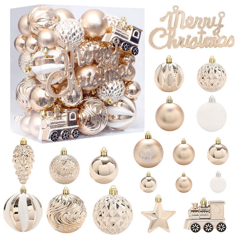 Christmas Decorations 65 Light Champagne White Painted Chris
