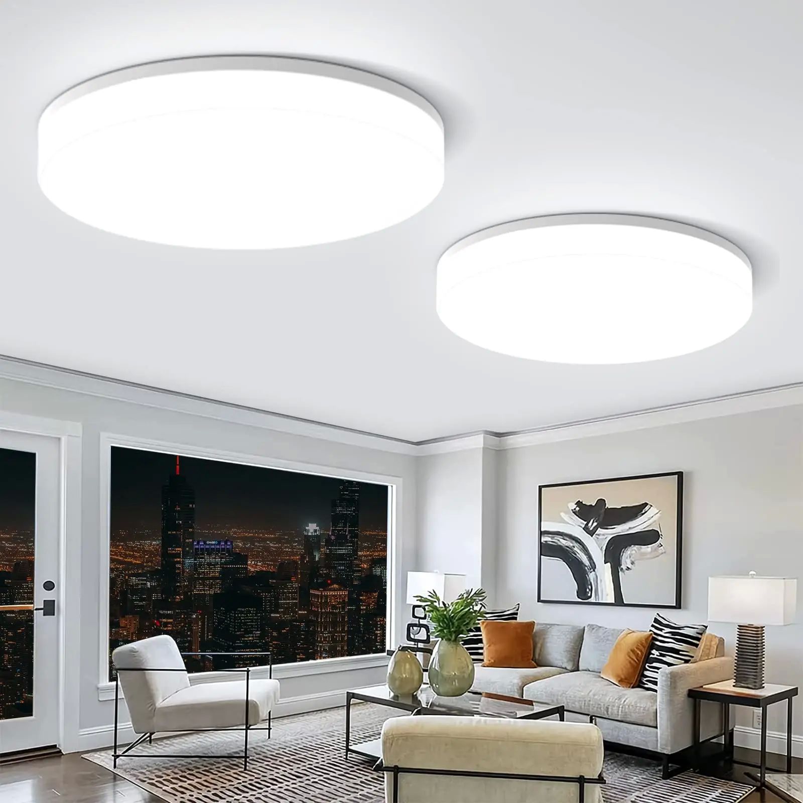 Ultra-thin Round LED Ceiling Light Bedroom Light Neutral Whi