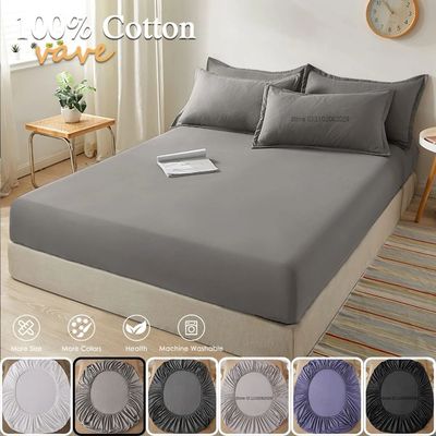 Soft Cotton Fitted Sheet Single Double King Queen Size Mattr