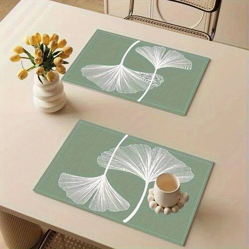 4pcs/Modern Simple and High-end Table Mats with Ginkgo Leaf