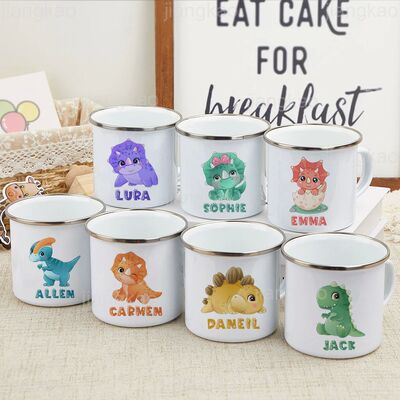 Personalized Kids Mug Hot Chocolate Dinosaur with Name Cup f