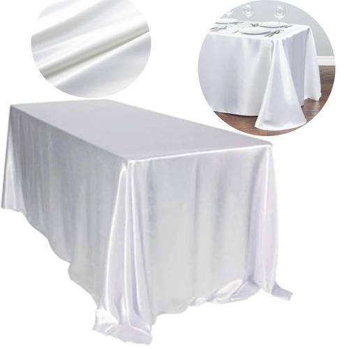 Rectangle Satin Tablecloth Wedding Table Cloth White for Chr
