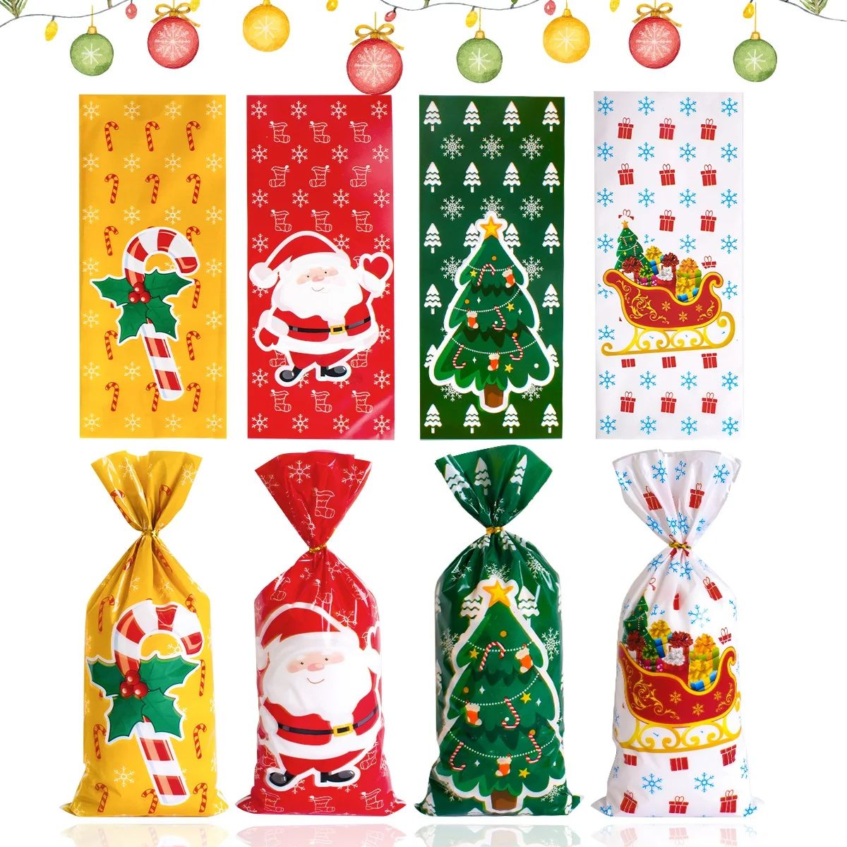 25/50/100Pcs Merry Christmas Drawstring Gift Bag New Year 20